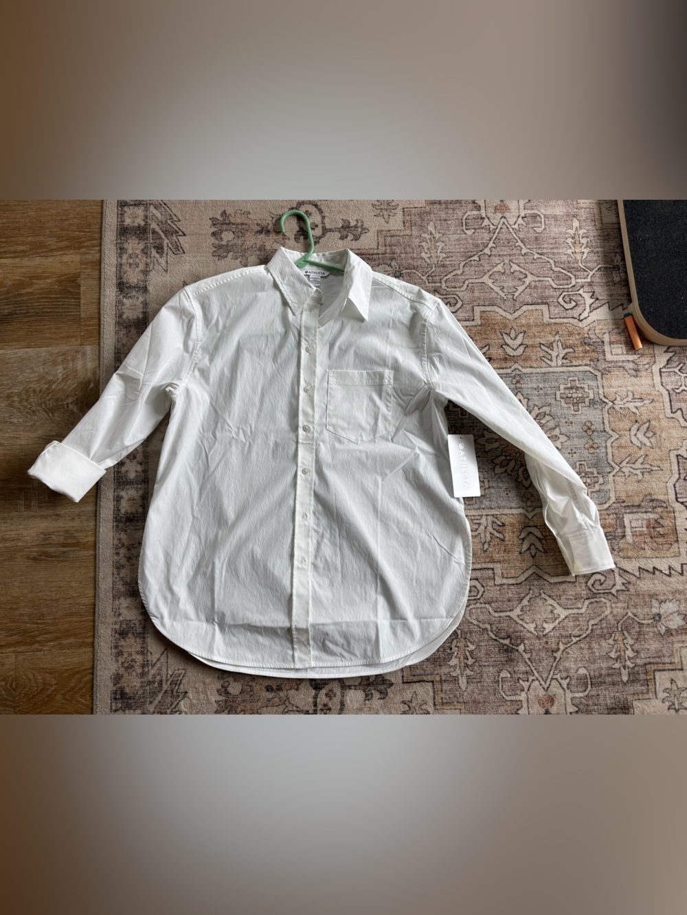 Athleta White women’s oversized Button-Front Dress Shirt